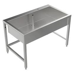 Arbeits- und Mehrzweckbecken Edelstahl 1200 mm – mit Hahnbank & Untergestell