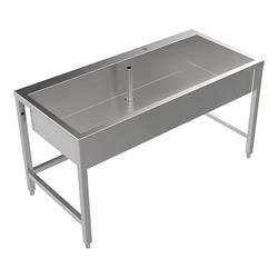 Arbeits- und Mehrzweckbecken Edelstahl 1500 mm - mit Hahnbank & Untergestell