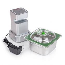 Vakuumpumpe elektrisch Set GN 1/6 mit Deckel und Edelstahlbehälter