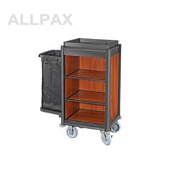 Wäschesammelwagen schwarzes Alu, dunkles Holz