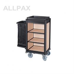 Wäschesammelwagen schwarzes alu, helles Holz