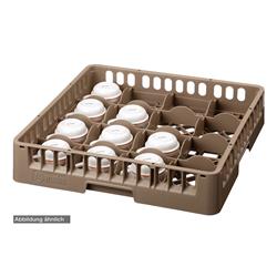 Gläserkorb, 16 Fächer mit Gläsern