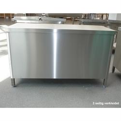 Roestvrijstalen Werktafel 250 x 70 cm, Ondersteunde Spaanplaat