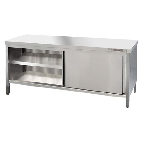 Edelstahl Arbeitsschrank 300 x 60 cm, Spanplatte unterfüttert