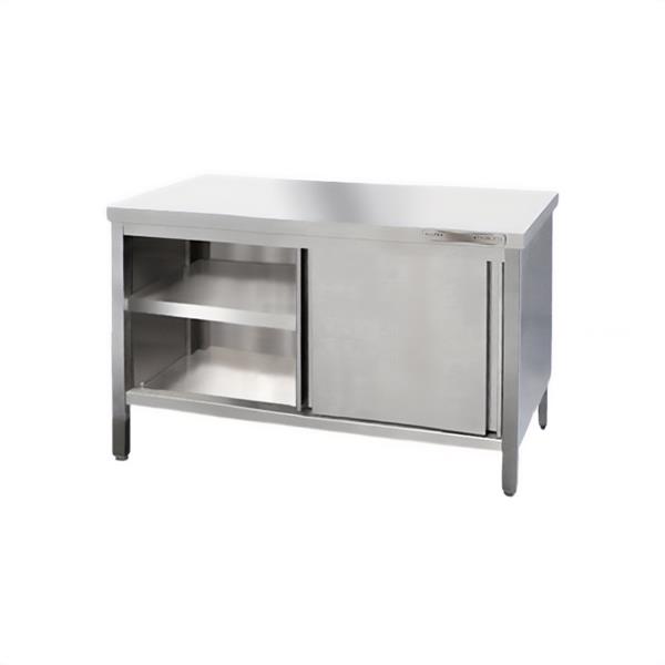 Edelstahl Arbeitsschrank 160 x 70 cm, Spanplatte unterfüttert