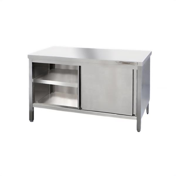 Edelstahl Arbeitsschrank 170 x 70 cm, Spanplatte unterfüttert