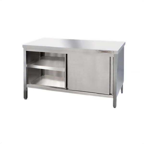 Edelstahl Arbeitsschrank 180 x 70 cm, Spanplatte unterfüttert