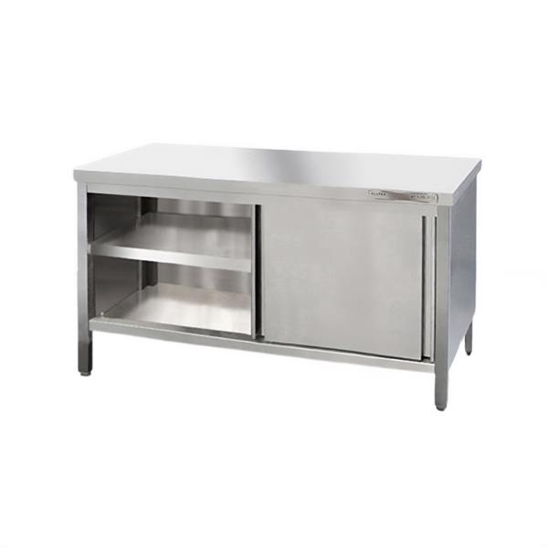 Edelstahl Arbeitsschrank 200 x 70 cm, Spanplatte unterfüttert