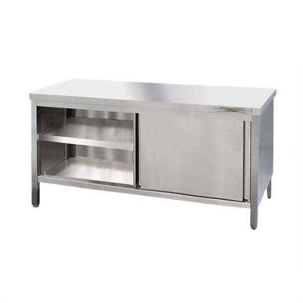 Edelstahl Arbeitsschrank mit Schiebetüren 230 x 70 cm