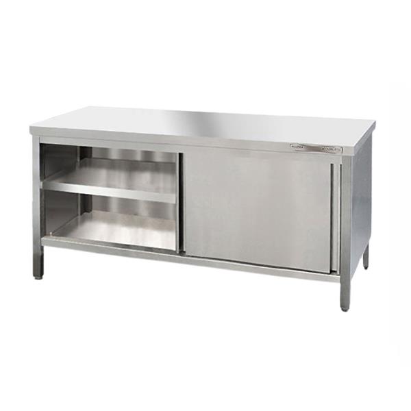 Edelstahl Arbeitsschrank mit Schiebetüren 250 x 70 cm