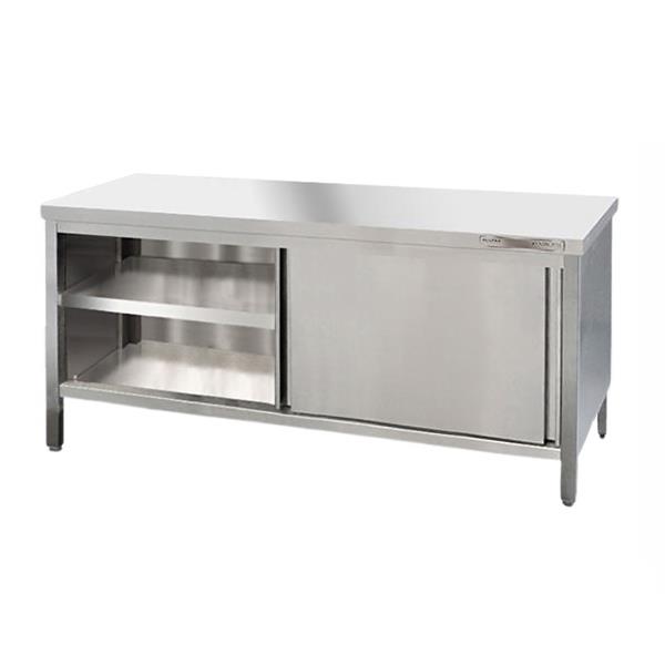 Edelstahl Arbeitsschrank mit Schiebetüren 280 x 70 cm