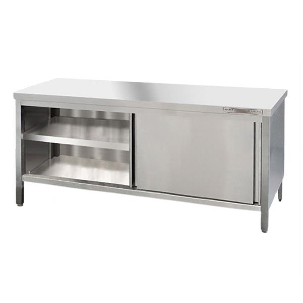 Edelstahl Arbeitsschrank mit Schiebetüren 300 x 70 cm