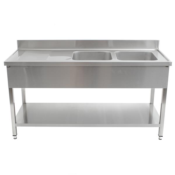 Spültisch Basic 1600 x 600 mm  mit 2 Becken rechts