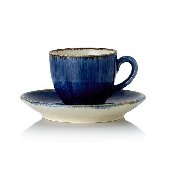 Espressotassen mit Unterteller Set 90 ml, blau