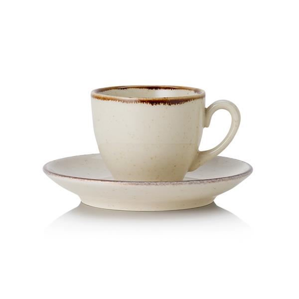 Espressotassen mit Unterteller Set 90 ml, beige