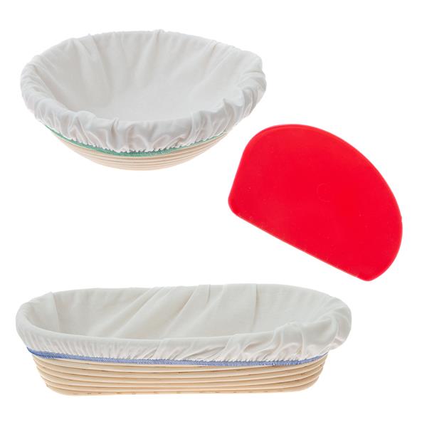 Gärkörbchenset 1000 g oval & rund mit Schaber