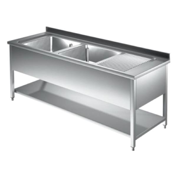 Spültisch 1400x600x850mm, 2 Becken rechts-links