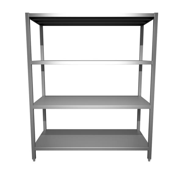 Edelstahl-Lagerregal mit 4 geschlossenen Böden, 400 × 1800 mm Gesamthöhe