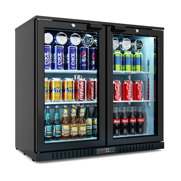 Bar Display Cooler, zwei Flügeltüren, schwarz