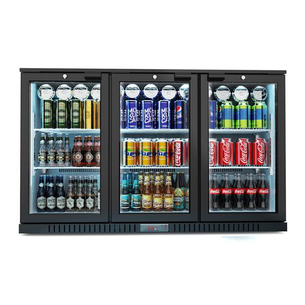 Bar Display Cooler, drei Flügeltüren, schwarz