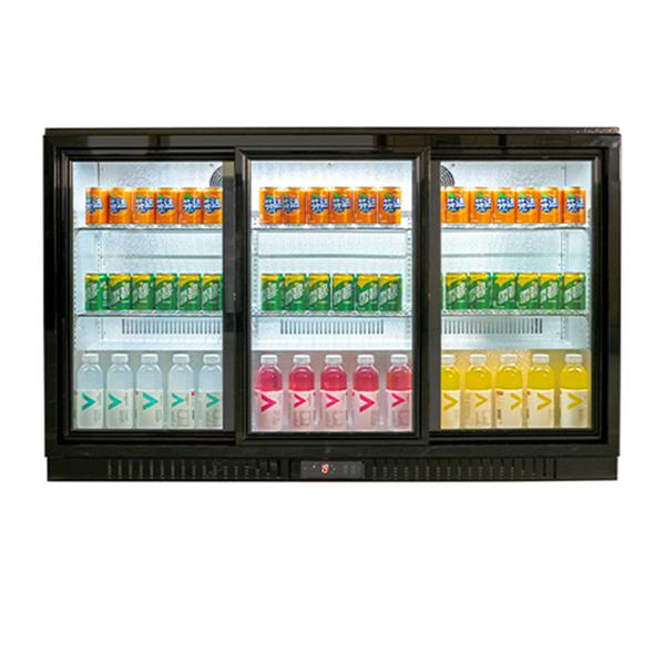 Bar Display Cooler, drei Schiebetüren, schwarz