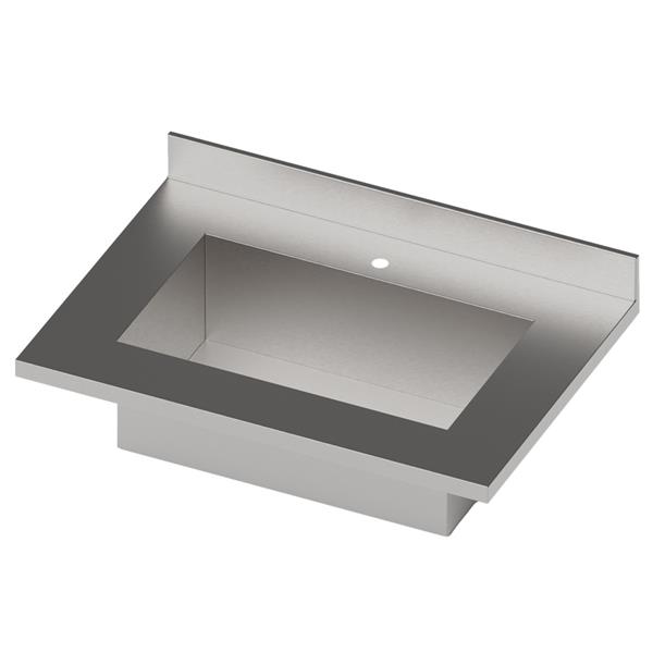 Spülbecken für Arbeitsplatte Bar, 250 mm tief, mit Aufkantung 100 mm