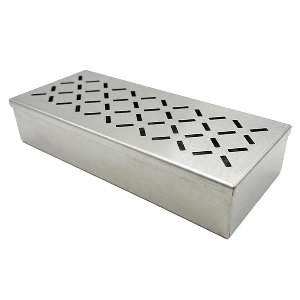 Räucherbox Edelstahl für Gasgrill und Holzkohlegrill 22,5 x 9,7 x 4,5 cm, geschlitzt