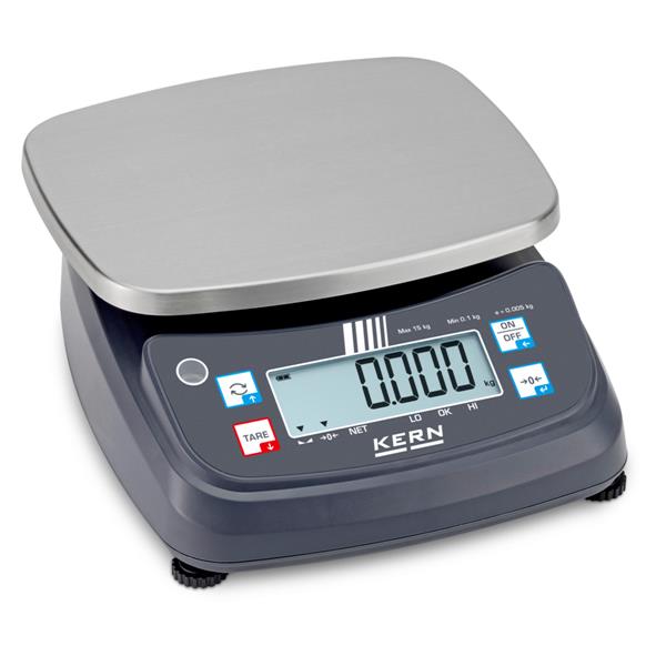 Tischwaage FPE eichfähig – 3/6/15/30 kg, Edelstahl-Wägeplatte, Checkweighing
