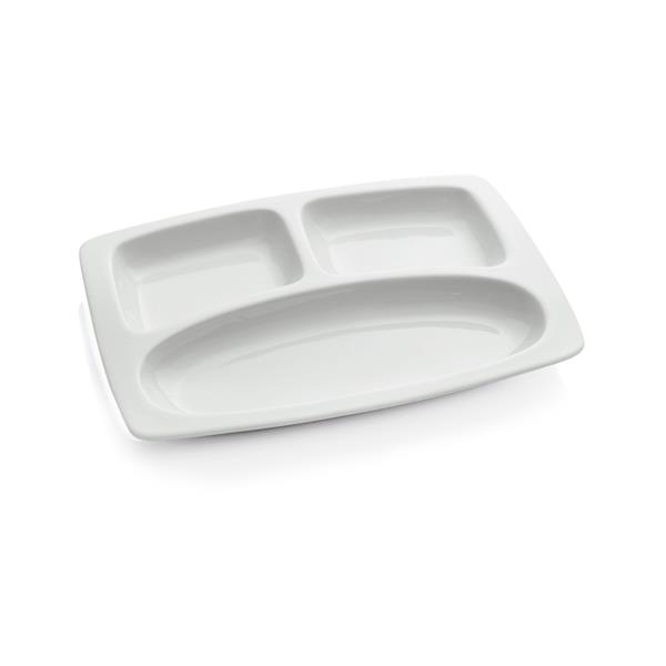 Abteilschale Porzellan 3-fach 30 x 22,5 cm weiß, 3 Stück