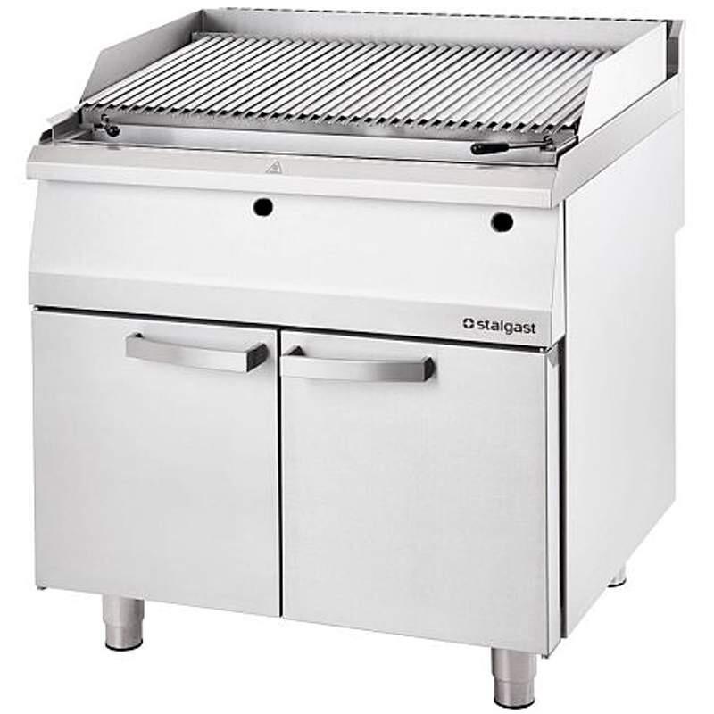 Gas-Lavastein-Grill Standgerät Serie 700 ND V-Rost Edelstahl, 400 mm oder 800 mm, Gastronomie-Grillgerät