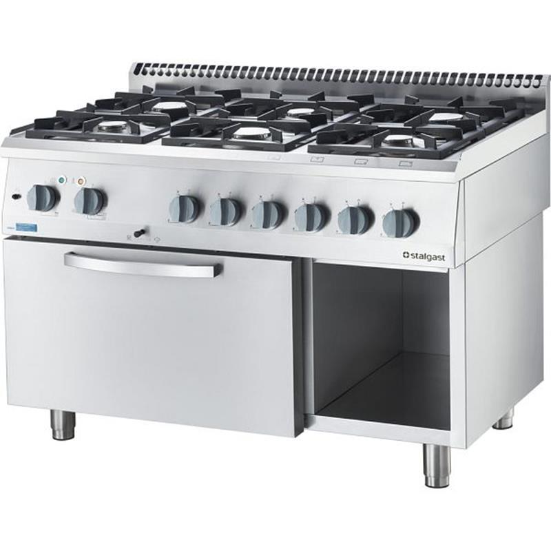 Gasherd Basic mit 6 Brennern & Umluft-Backofen GN1/1, Edelstahl, 1200x700x850 mm – Serie 700 ND