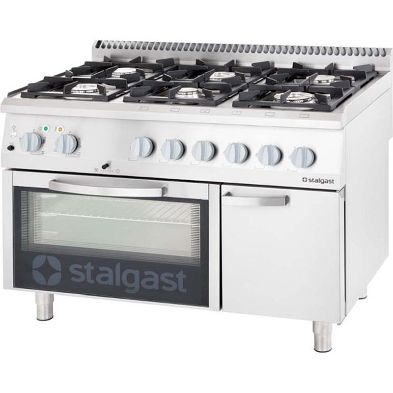 Gasherd 6 Brenner mit Elektro-Backofen GN 2/1, Serie 700 ND, 1200x700 mm, 36,5 kW Gas + 7 kW Elektro