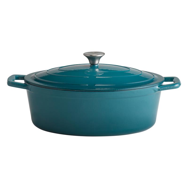 Bräter 5 STARS 2,5?L Gusseisen emailliert Ø24 cm Induktion Backofen Edelstahlgriff mit Deckelhalter