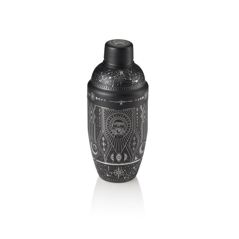 Cocktailshaker TATTOO 500 ml Edelstahl, Schwarz/Silber, graviertes Design