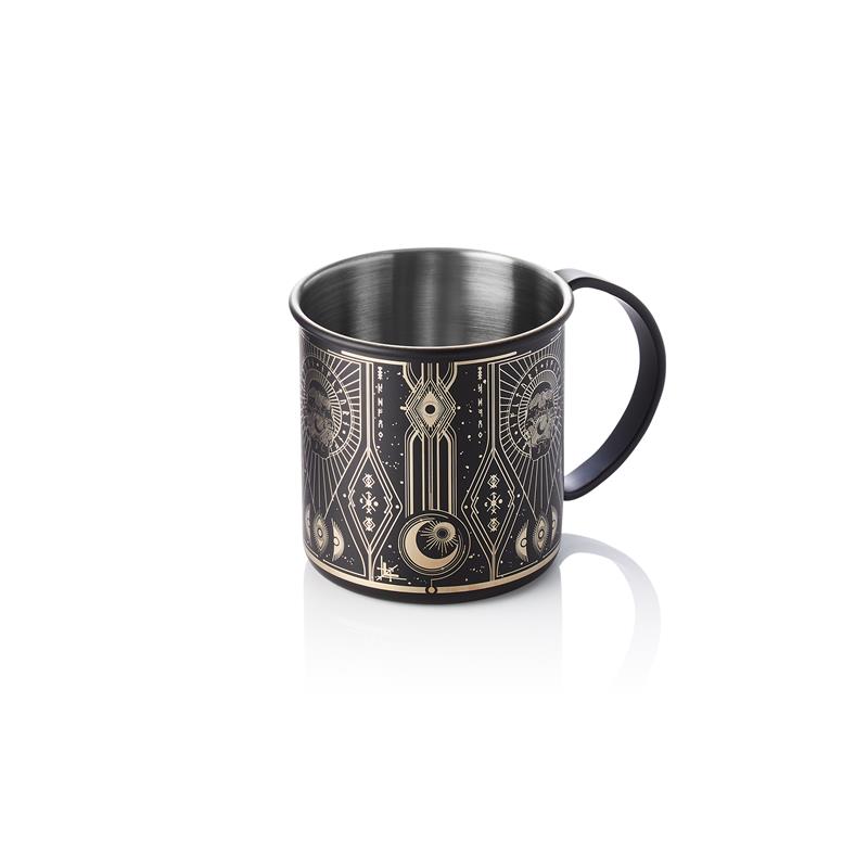 Moscow Mule Becher TATTOO 450 ml Edelstahl Schwarz/Silber graviert