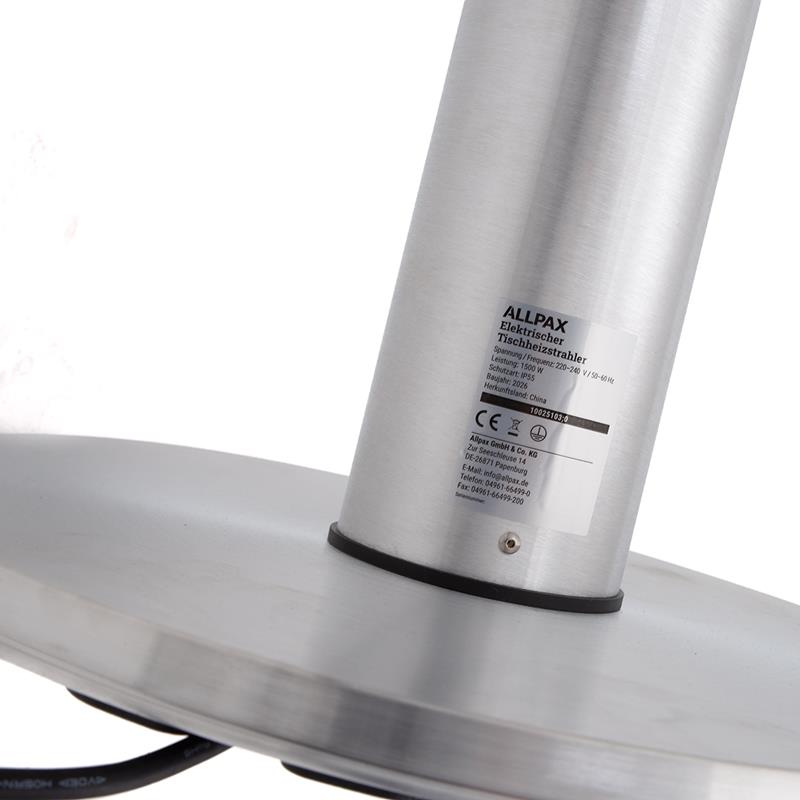 Elektrischer Tischheizstrahler Ø 600 mm – 1500 W Edelstahl