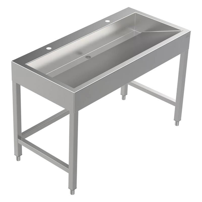 Bodenstehende Waschrinne Edelstahl 1200 mm – 2 Waschplätze