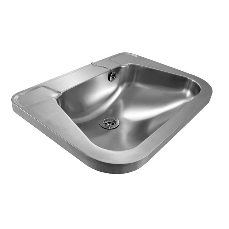Einzel-Waschtisch Edelstahl 560 x 155 x 420 mm, mit oder ohne Hahnloch