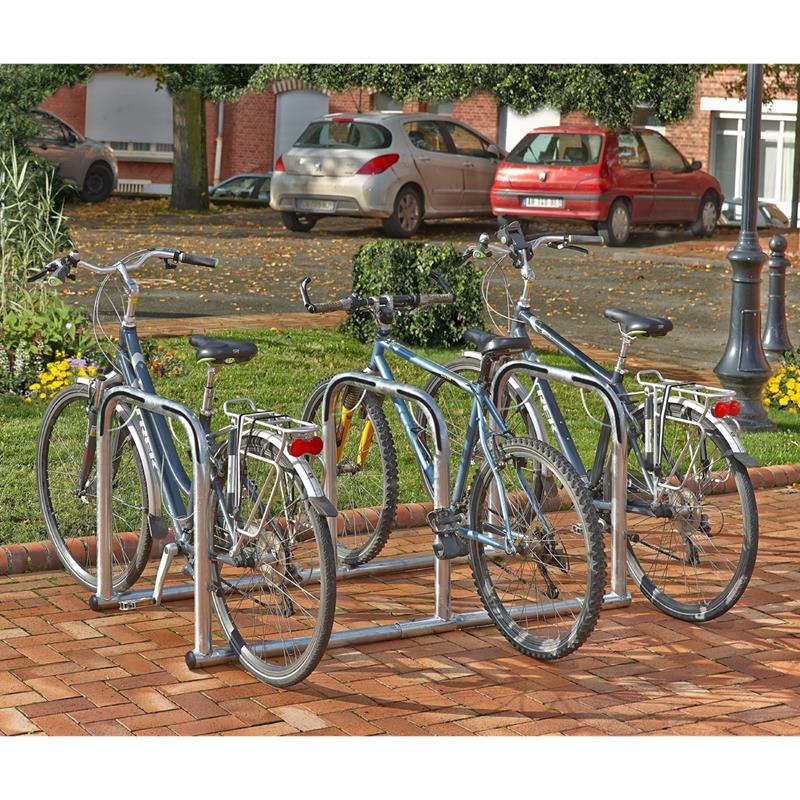 Fahrradständer mit 3 Bügeln für 6 Fahrräder, verzinkter Stahl