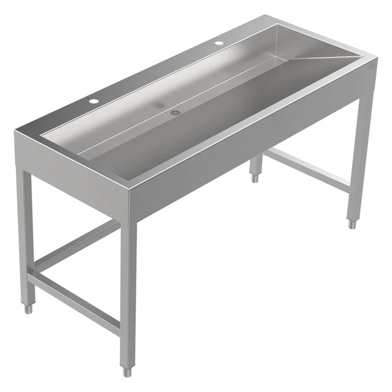 Bodenstehende Waschrinne Edelstahl 1400 mm – 2 Waschplätze