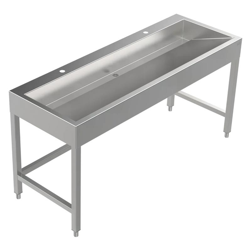 Bodenstehende Waschrinne Edelstahl 1600 mm – 2 Waschplätze