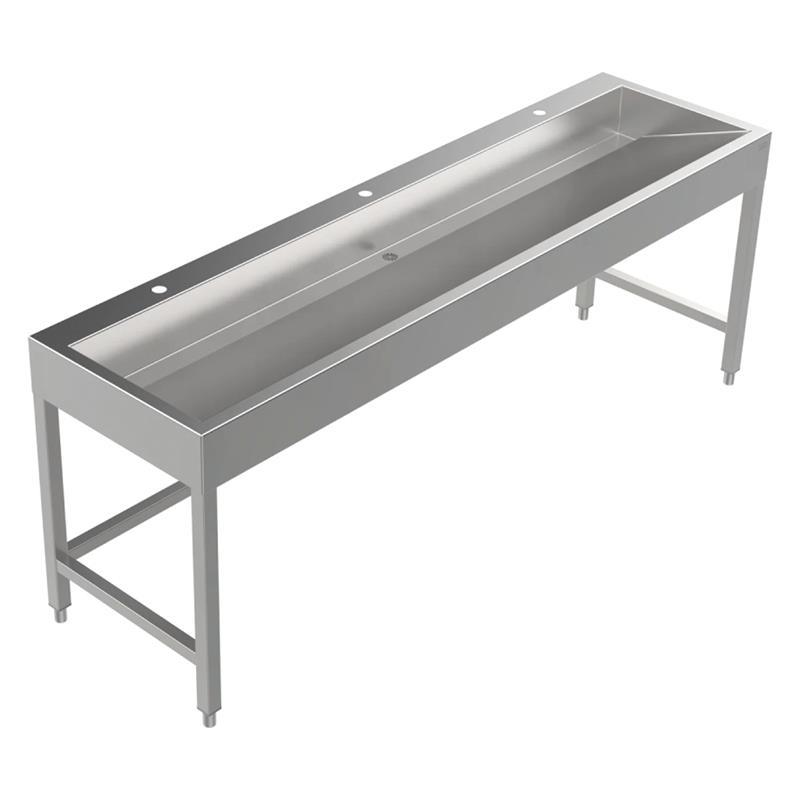 Bodenstehende Waschrinne Edelstahl 2100 mm – 3 Waschplätze