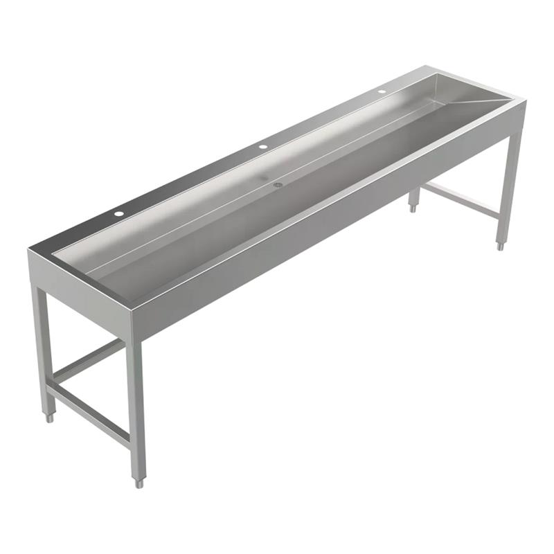 Bodenstehende Waschrinne Edelstahl 2400 mm – 3 Waschplätze
