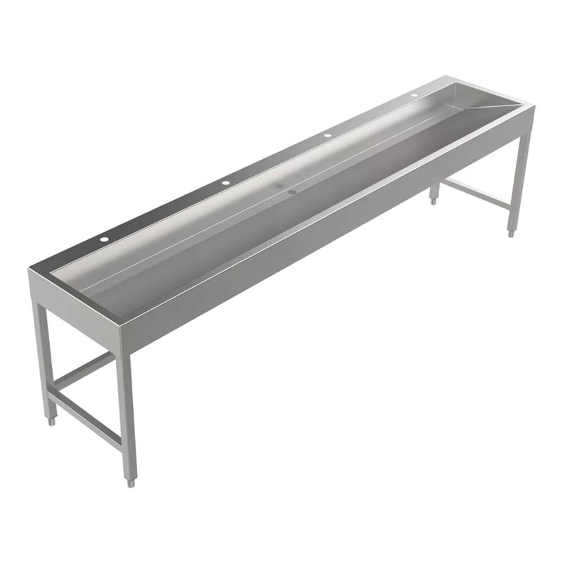 Bodenstehende Waschrinne Edelstahl 2800 mm – 4 Waschplätze