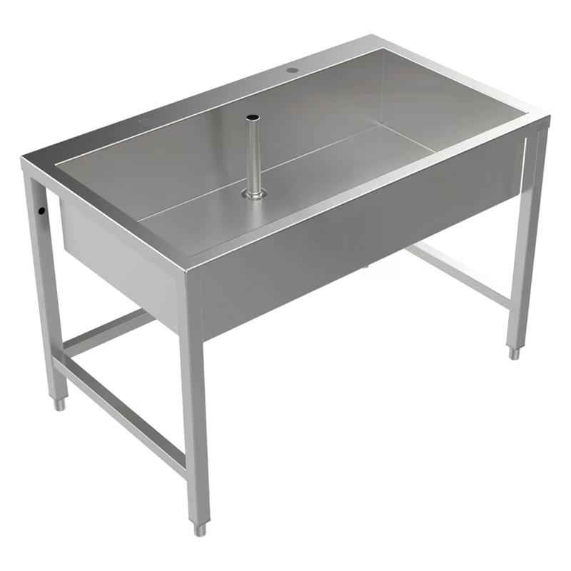 Arbeits- und Mehrzweckbecken Edelstahl 1200 mm – mit Hahnbank & Untergestell