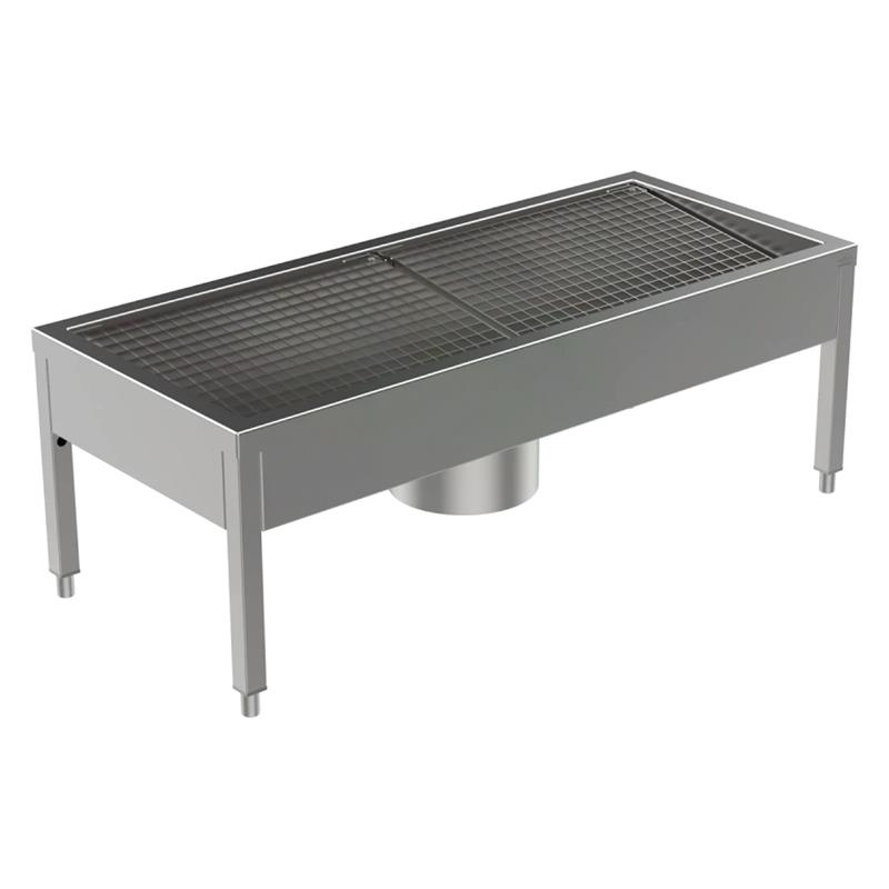Schuhreinigungsanlage Edelstahl 1400 mm, 2 Reinigungsplätze