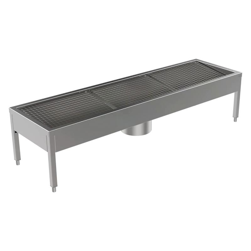Schuhreinigungsanlage Edelstahl 2100 mm, 3 Reinigungsplätze