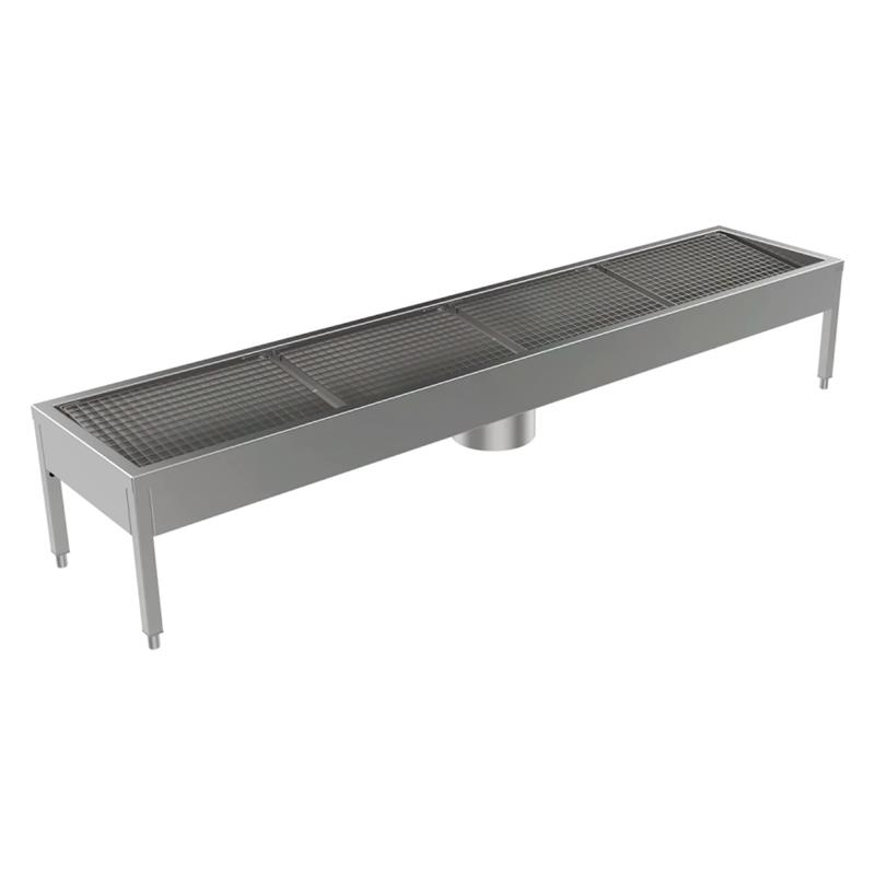 Schuhreinigungsanlage Edelstahl 2800 mm, 4 Reinigungsplätze