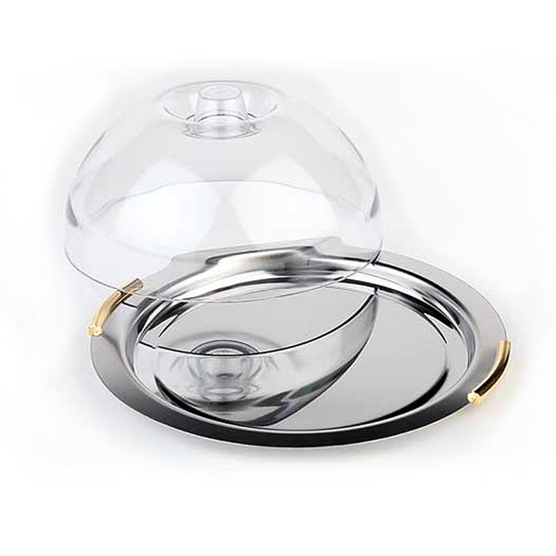 Tablett -FINESSE- mit Haube, Edelstahl, rund