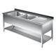 Spültisch 1400x600x850mm, 2 Becken rechts-links